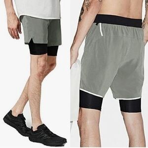 Lululemon Lab Defract Shorts 6" Size medium Olive Green